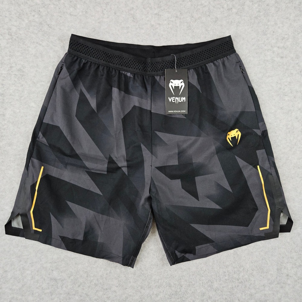 Venum (Men's XL) Black Gold Training Fight 7" Shorts Razor MMA Gym Workout New